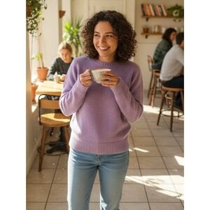 Wool Blend Pastel Scandi Girl Lavender Cottagecore Preppy Cozy Knit Sweater- M